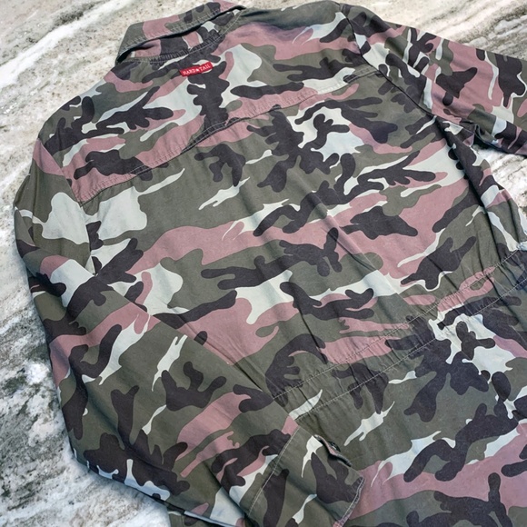 Hard Tail Forever Camo Khaki Green and Pink Jacket. Drawstring Waist. Size S NWT - Picture 8 of 10